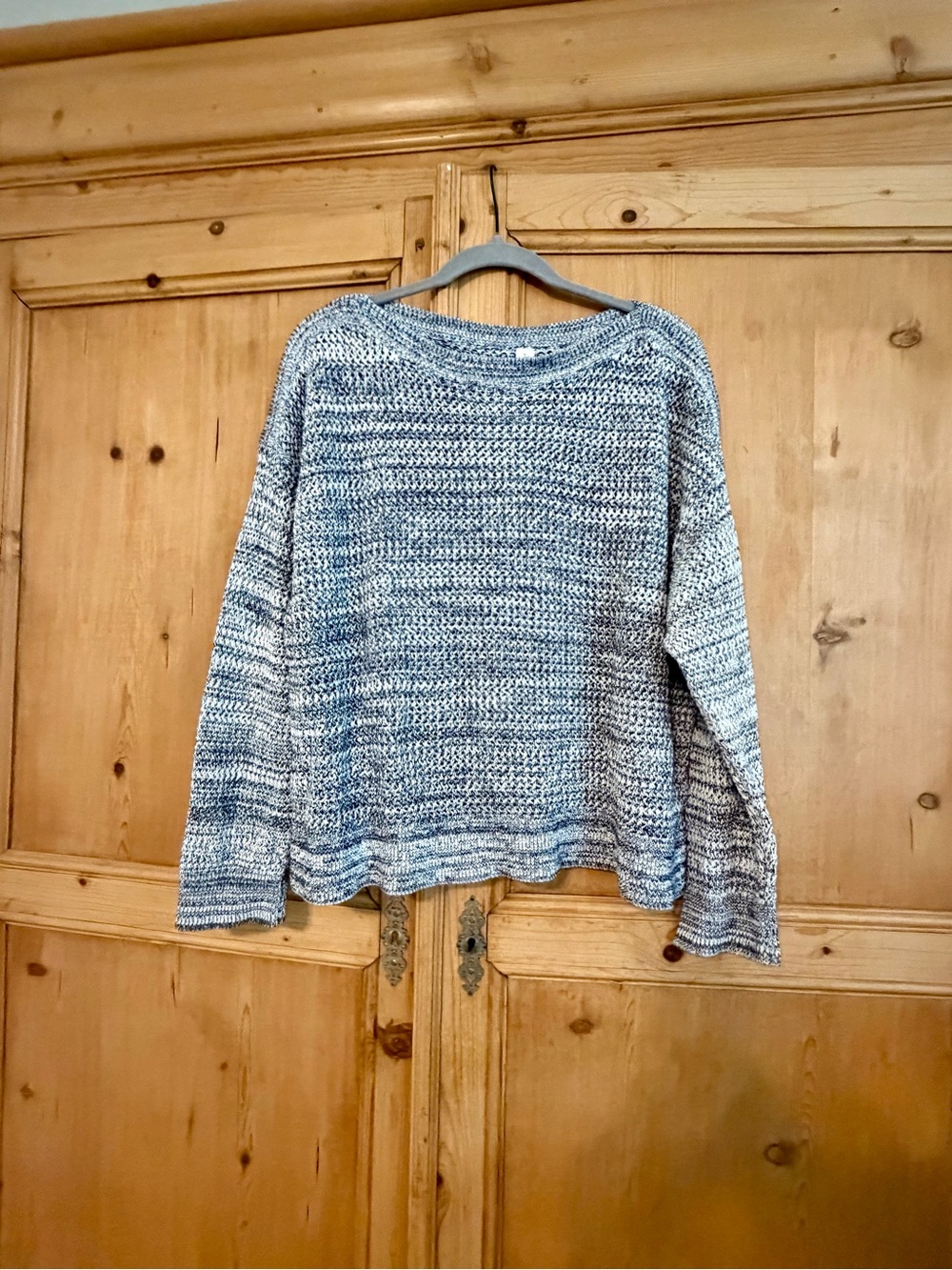 Old Navy Women’s Cotton Marled Knit Boatneck Sweater in Navy and White Sz XL